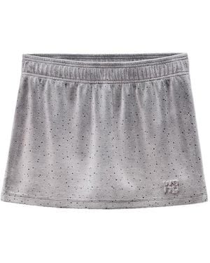 Alexander Wang Crystal-Embellished Velour Skort - Grey