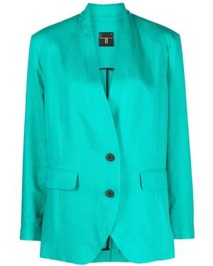 Tessitura Kimono-Style Long-Sleeve Blazer - Blue