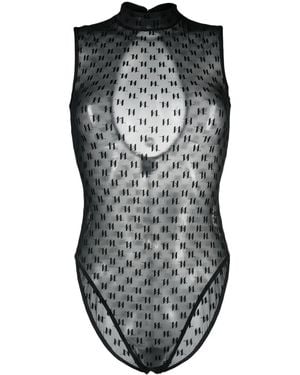 Karl Lagerfeld モノグラム シアーボディスーツ - ブラック