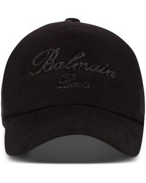Balmain Baseballkappe Mit Logo-Stickerei - Schwarz