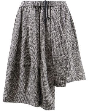 COMME DES GARÇONS PLAY Elasticated-waist asymmetric midi skirt - Gris