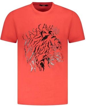 Roberto Cavalli Tiger-Print Cotton T-Shirt - Red