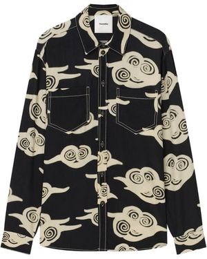 Nanushka Blouse Met Wolkenprint En Lange Mouwen - Zwart