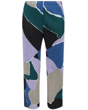 Pleats Please Issey Miyake Pantaloni Surprise! Con Motivo Astratto E Pieghe - Blu