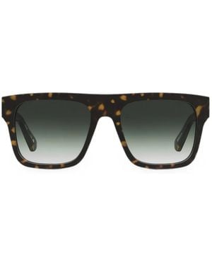 Moschino Tortoiseshell-Effect Rectangle-Frame Sunglasses - Black