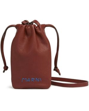 Marni Portefeuille En Cuir À Lien De Resserrage - Marron