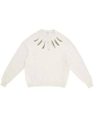Marcelo Burlon Maglione Girocollo Con Stampa - Bianco