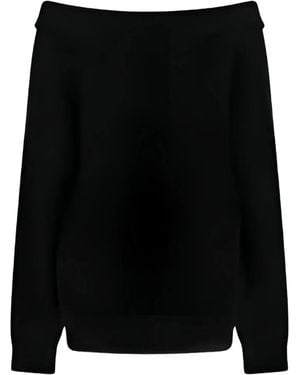Valentino Garavani Off-Shoulder Ribbed-Knit Jumper - Black