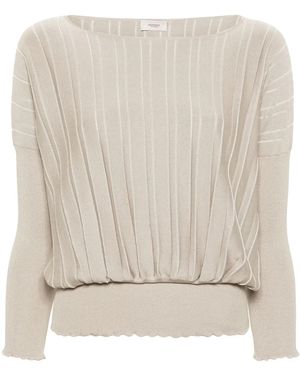 Agnona ドロップショルダー リブセーター - ナチュラル