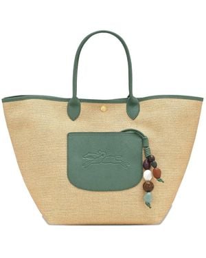 Longchamp Le Pilage Geweven Stro Shopper - Blauw