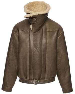 Magda Butrym Shearling Belted Jacket - Brown