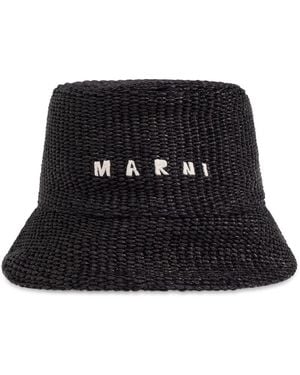 Marni Logo-Embroidered Bucket Hat - Black