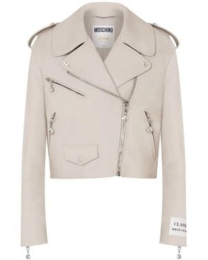 Moschino Cropped Sheepskin Jacket - Natural