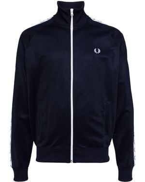 Fred Perry Wreath-Embroidered Logo-Tape Track Jacket - Blue
