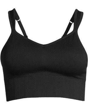 Casall Ribbed-Knit V-Neck Sports Bra - Black