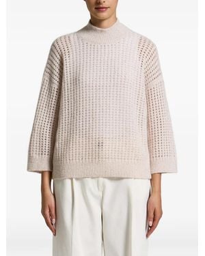 Peserico Sequin-Embellished Open-Knit Sweater - White