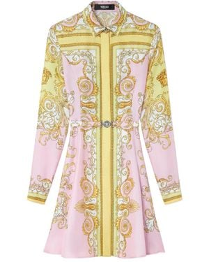 Versace Silk Dress With Belt - Yellow