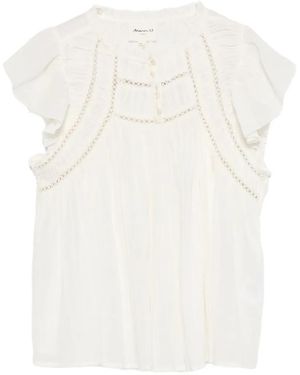 MAISON 123 Dover Embroidered Ruffled Blouse - White
