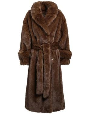BB COUTURE Farrah Faux-Fur Trench Coat - Brown