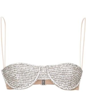 Nue Midnight Rhinestone Bra Top - Grey