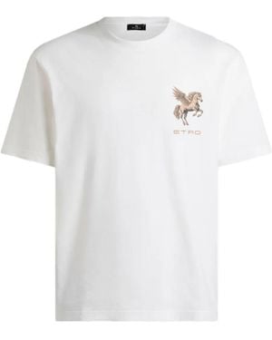 Etro Cotton-Jersey T-Shirt With Pegaso-Embroidery - White