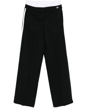 KARL LAGERFELD Logo-Embroidered Double Waistband Straight Trousers - Black