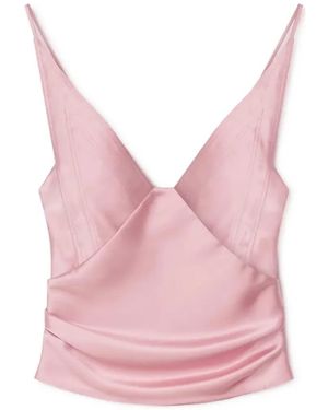 Nanushka Rheia Draped V-Neck Sleeveless Top - Pink