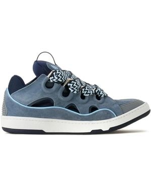 Lanvin Curb Cut-Out Laced Sneakers - Blue