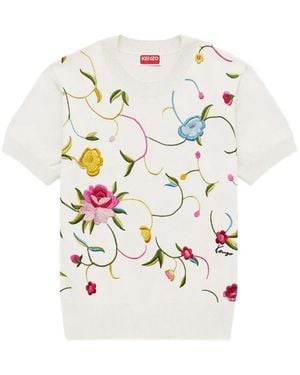 KENZO Kurzärmeliger Wildflower Pullover - Weiß