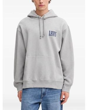 Levi's Relaxed Logo-Embroidery Hoodie - Grey