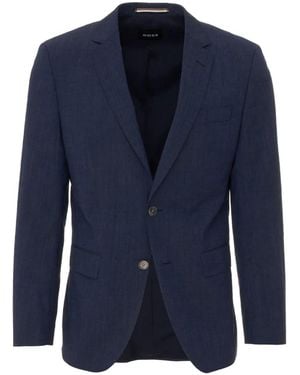 BOSS Costume En Laine Mélangée À Veste À Simple Boutonnage - Bleu