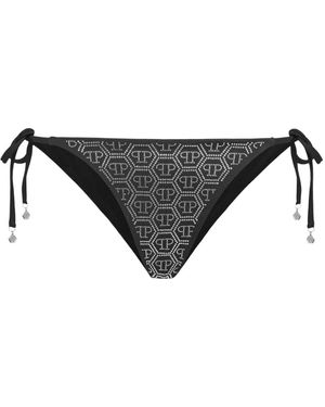 Philipp Plein Rhinestone-Embellished Bikini Bottoms - Black