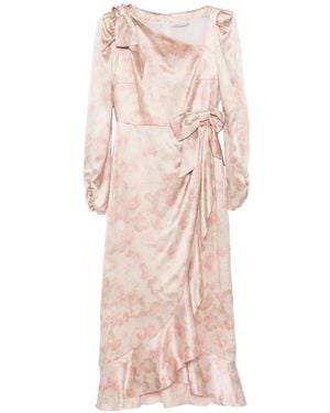 Alessandra Rich Silk Midi Dress - Pink