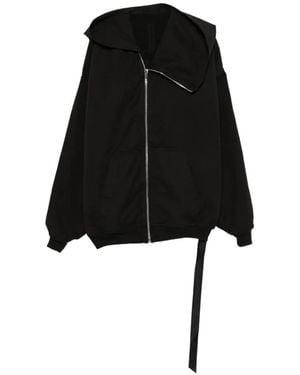 Rick Owens Mountain Asymmetric-Zip Hooded Jacket - Black