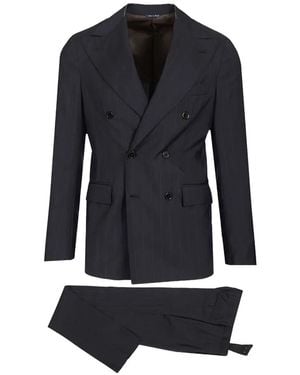 Al Duca d'Aosta Pinstripe Double-Breasted Suit - Blue