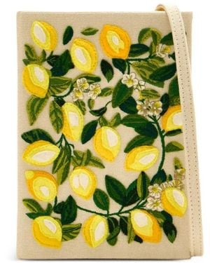 Olympia Le-Tan Embroidered-Lemon Clutch Bag - Yellow