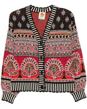 FARM Rio Gemusterter Cardigan - Rot