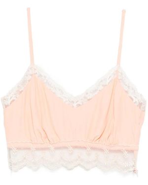 Simone Rocha Lace-Trim Crop Top - Pink