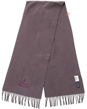 Vivienne Westwood Sjaal Met Borduurwerk En Franje - Paars