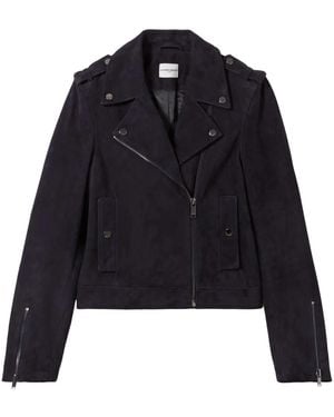 Claudie Pierlot Suede Biker Jacket - Blue