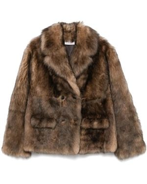 Miu Miu Doppelreihiger Mantel Aus Shearling - Braun