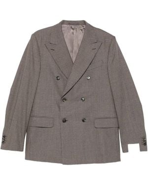 Caruso Double-Breasted Micro-Check Suit - Grey