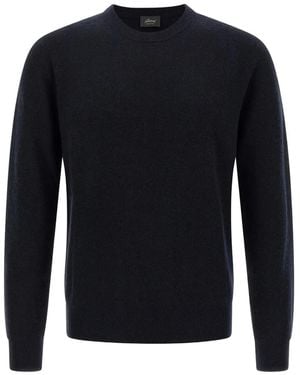 Brioni Crew-Neck Cuffed-Sleeve Jumper - Blue