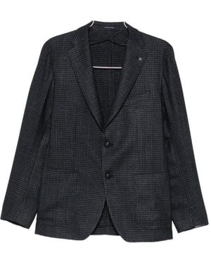 Tagliatore Houndstooth Single-Breasted Blazer - Black