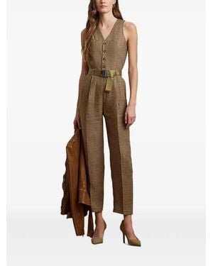 Ralph Lauren Button-Fastening Check Jumpsuit - Brown