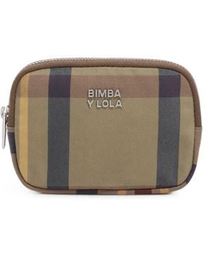 Bimba Y Lola Jacquard-Portemonnaie Mit Schottenkaro Und Granat - Grau
