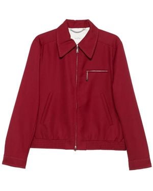 Second/Layer Zip-Fastening Stitched-Detail Jacket - Red