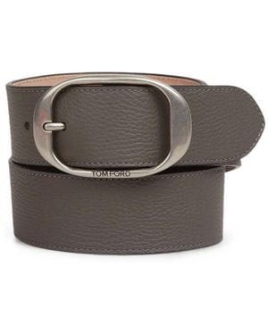 Tom Ford Grained Leather Belt - Gray