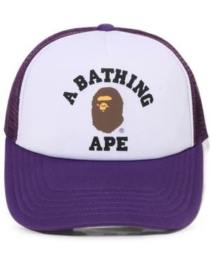 A Bathing Ape Casquette College Trucker À Logo Imprimé - Violet