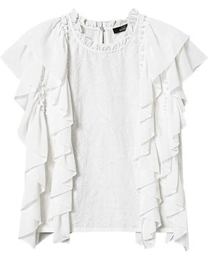 Twinset Embroidered Ruffled Blouse - White